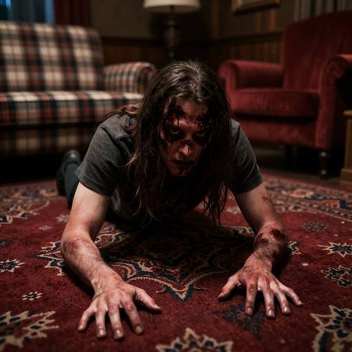 Creepy Zombie Crawling in Dim Room