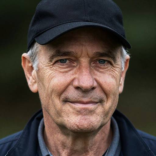 Close-up Portrait of Older Man in Black Cap