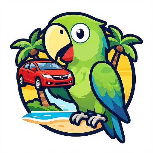 Giant Parrot Holding Toy Honda Civic Logo