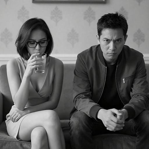 Intense Black-and-White Portrait of Duo