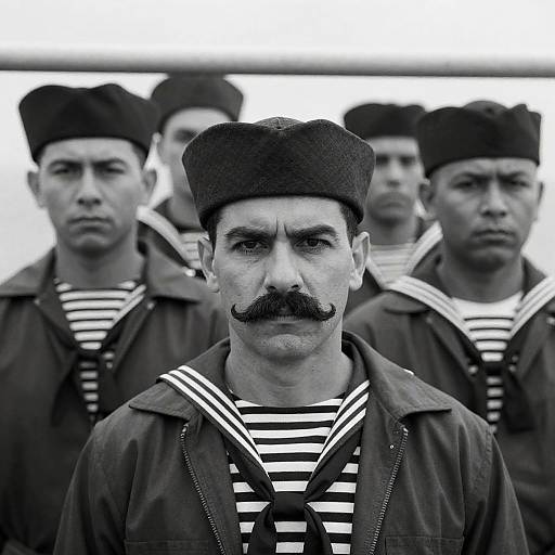 Vintage Sailors in Black-and-White Portrait