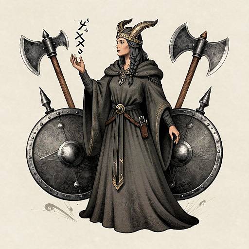 Nordic Viking Witch Tattoo Design