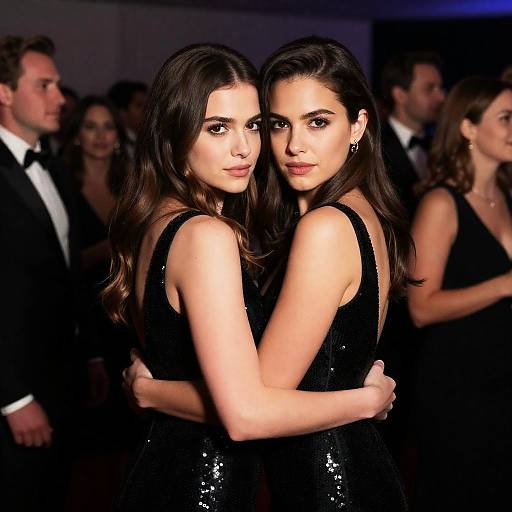 Two Women Embracing at Formal Event