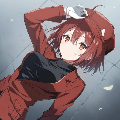 Illustration of Ae-3803, hataraku saibou in the style of Courreges ace