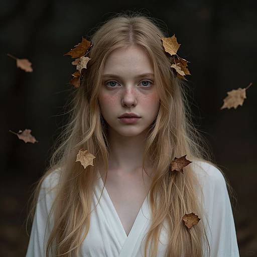 Ethereal Autumn Woman Portrait