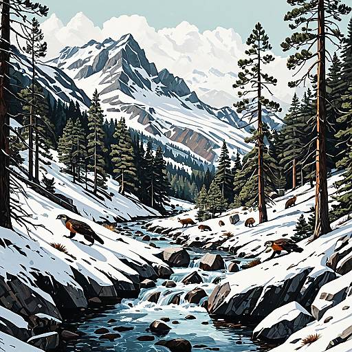Serene Alpine Forest in Winter Art