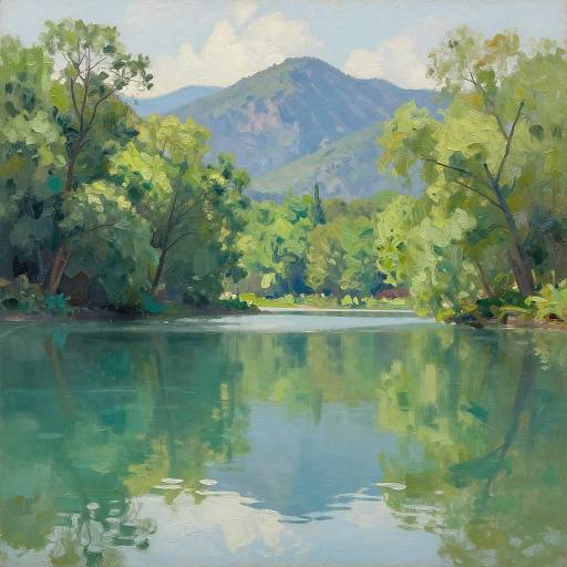 Impressionist Serene Lake Matte Painting