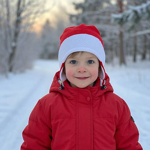 Curious Child in Cozy Winter Forest