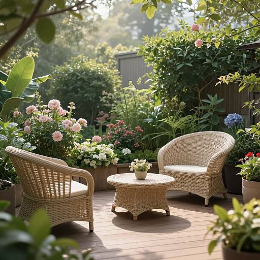 Serene Terrace Garden Morning Scene