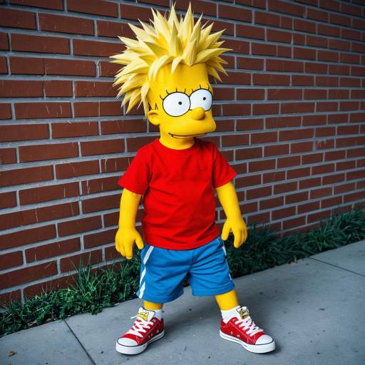 Young Boy Cosplaying as Bart Simpson