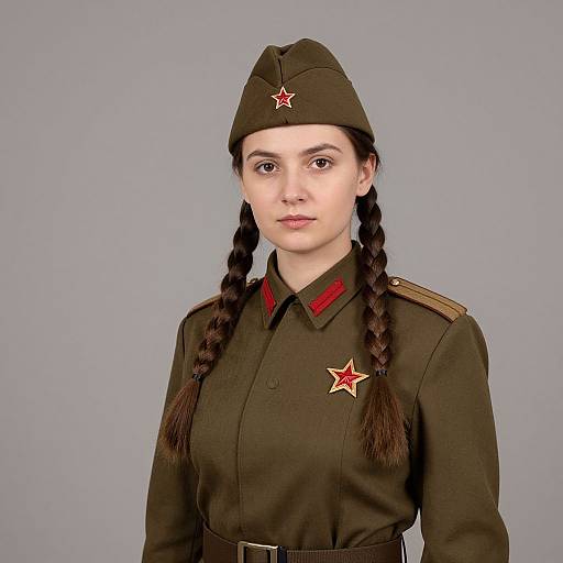 Realistic Soviet Military Girl Portrait