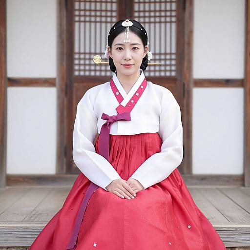 Asian Woman in Korean Folk Dress