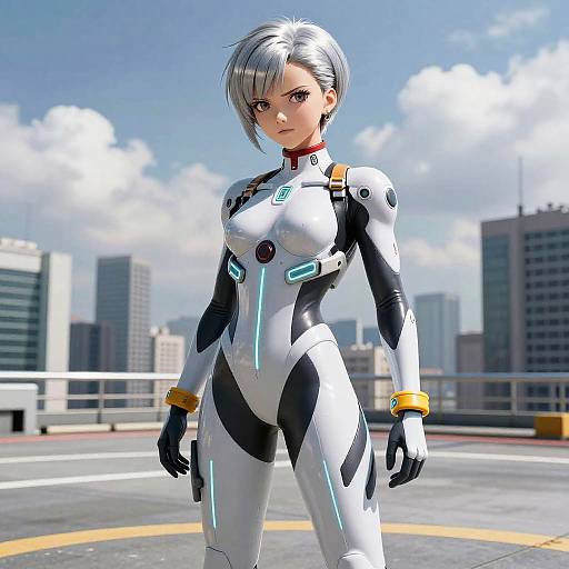 Anime Android 18 on Helipad