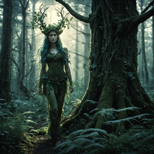 Serene Dryad in Enchanted Forest Serene Dryad in Enchanted Forest