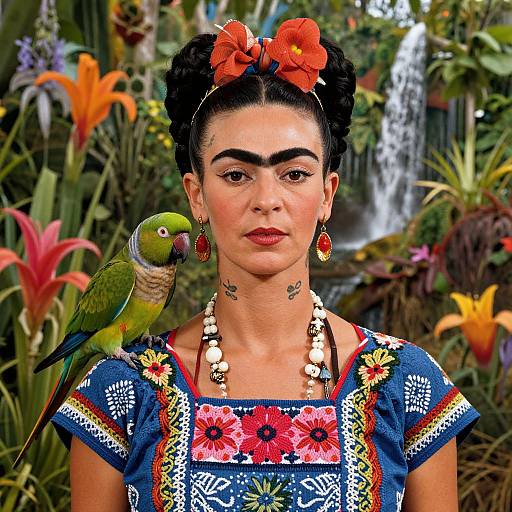 Frida Kahlo Inspired Vibrant Portrait