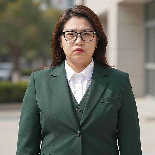 Asian Woman in Green School Uniform