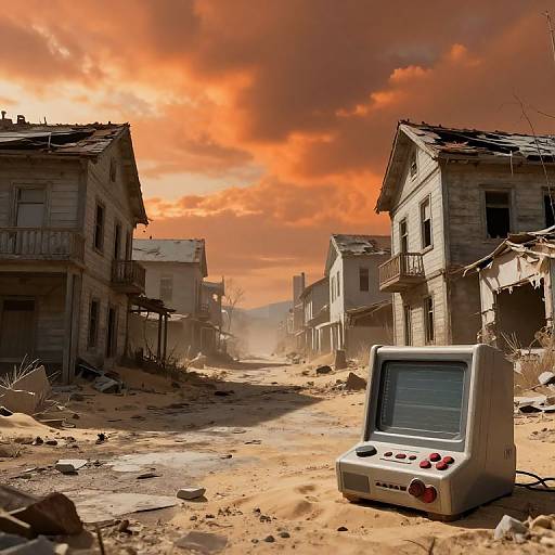 Retro Gaming Console Apocalypse Scene