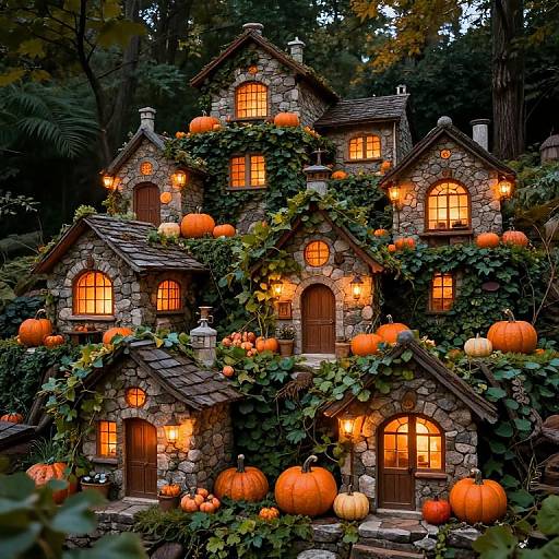 Whimsical Tiered Village with Lanterns