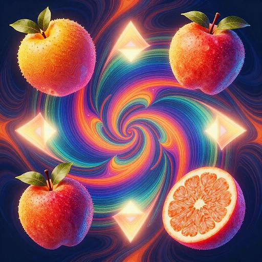 Psychedelic Neon Fruit Abstract Art