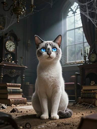 Spooky Gothic Cat in Parlor