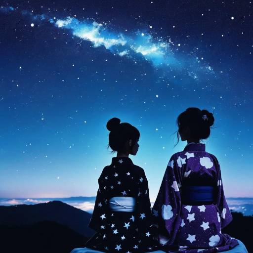 Silhouetted Figures Under the Starry Sky