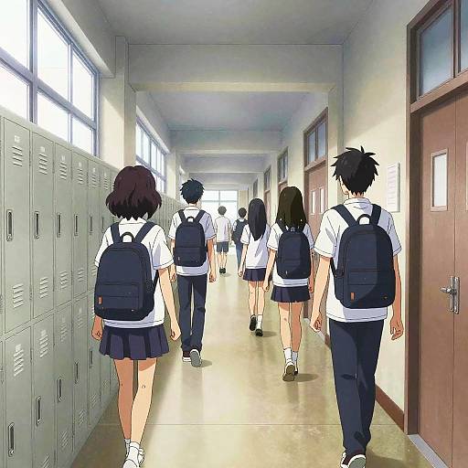 Anime School Hallway Perspective