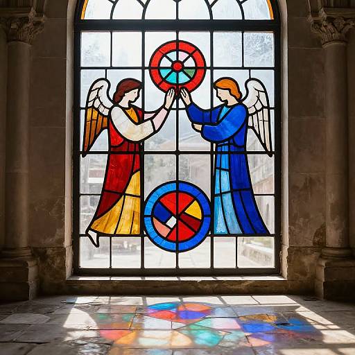 Minimalist Stained Glass Angels and Symbols