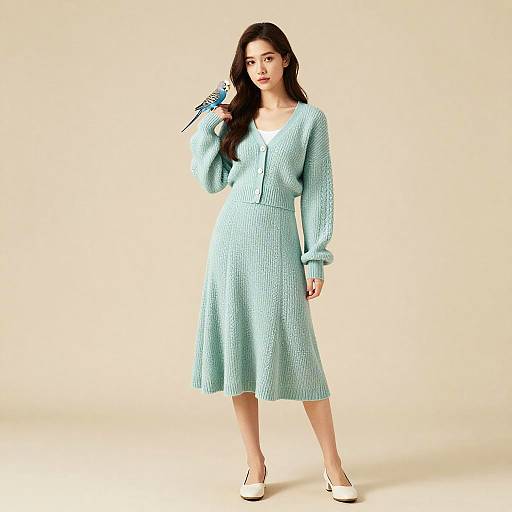 Graceful Woman with Blue Parakeet