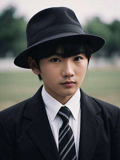 Realistic Outdoor Portrait of Dapper Boy