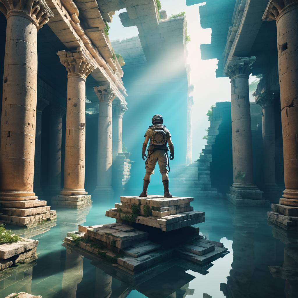 Epic Explorer Statue in Ancient Ruins