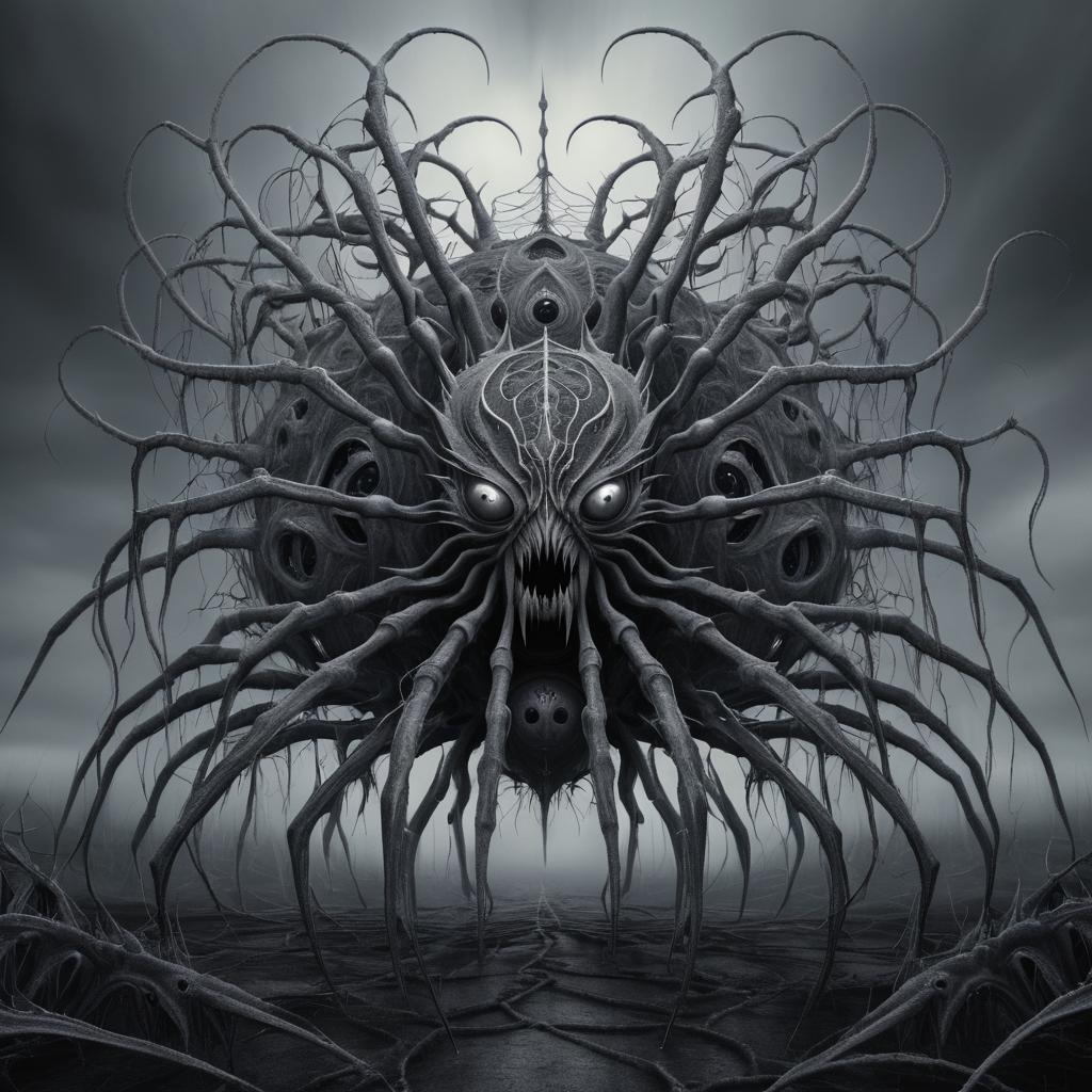 Surreal Gray Arachnid with Eerie Eyes