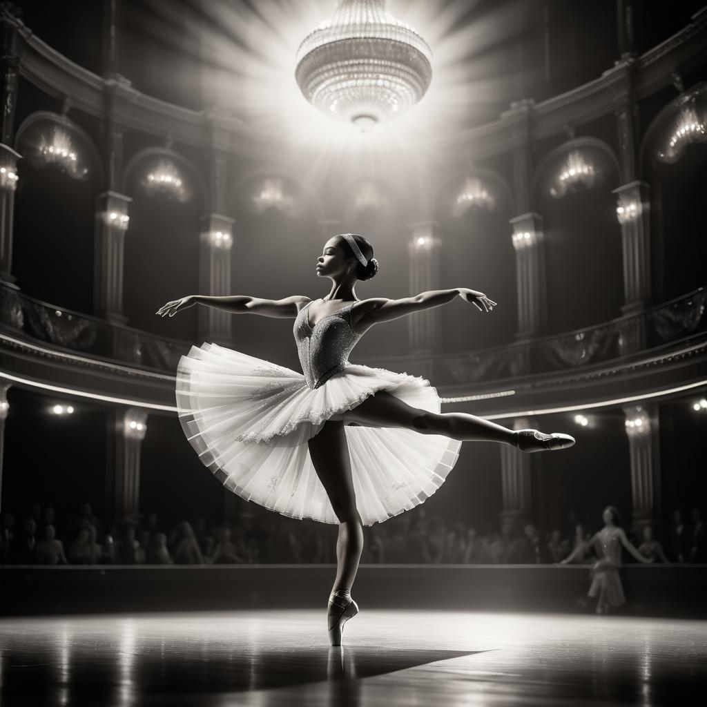 Cinematic Vintage Ballerina Performance Photo