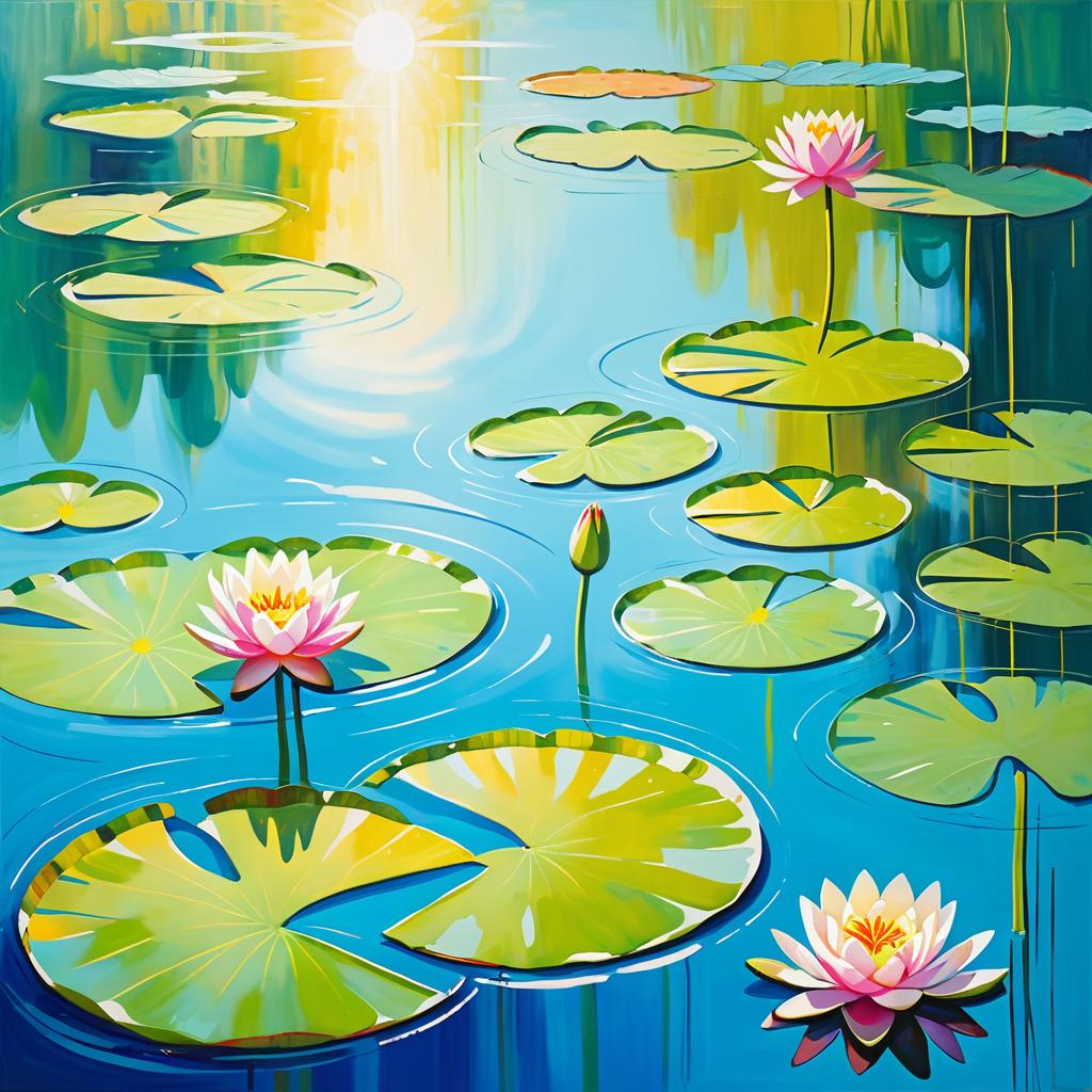 Serene Abstract Water Lily Pond Art