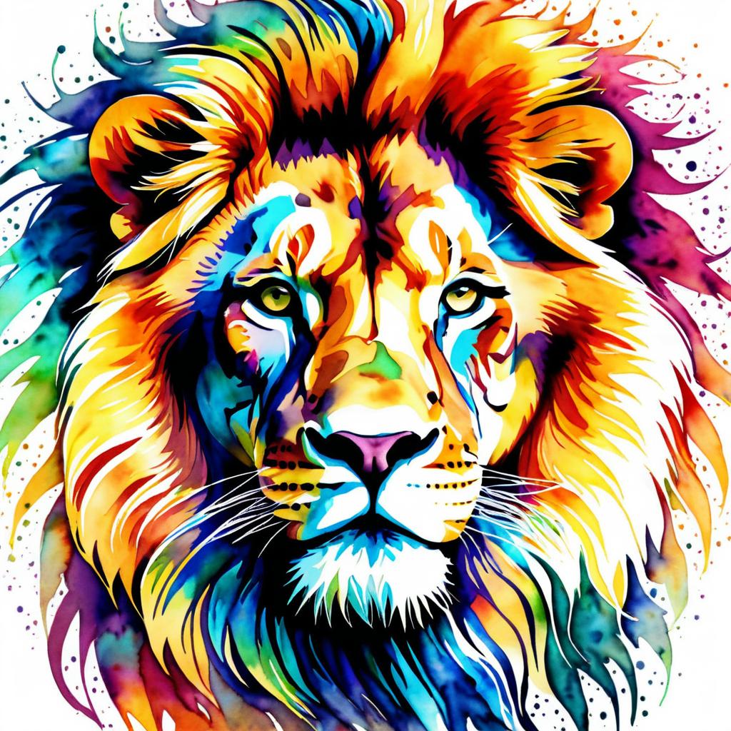 Majestic Watercolor Lion Portrait Art