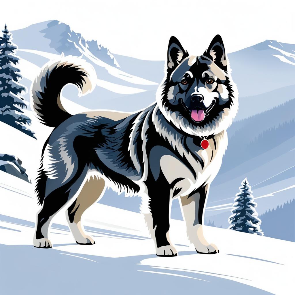 Victorian Illustration of Norwegian Elkhound