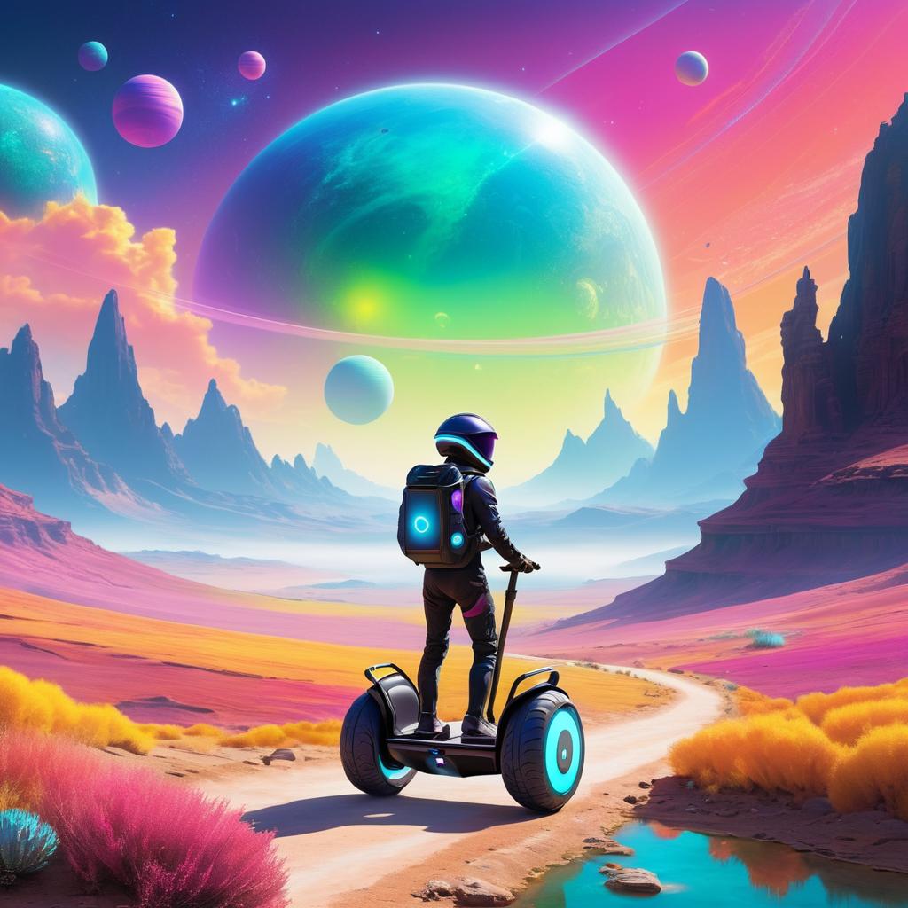 Alien Explorer's Vibrant Segway Adventure