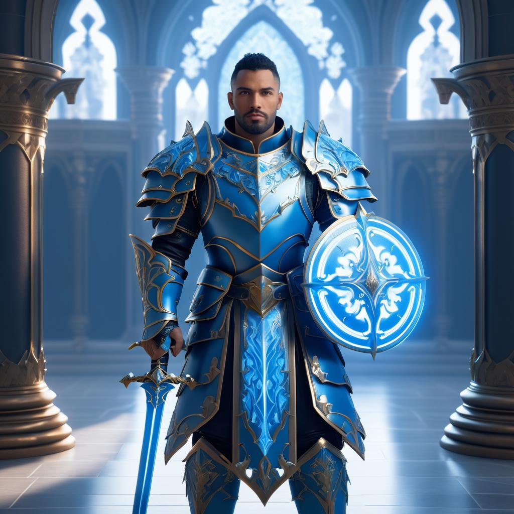 Majestic Male Paladin in Azure Armor