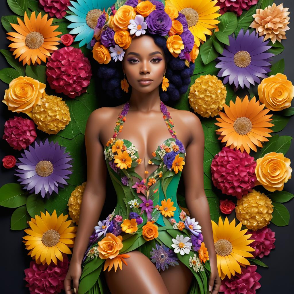 Floral Fashion Art: A Unique Portrait