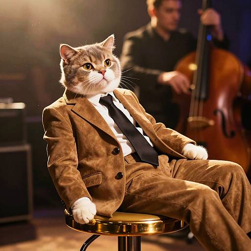 Dashing British Shorthair in Suede Blazer
