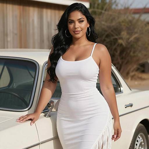 Curvy Woman by Vintage Car