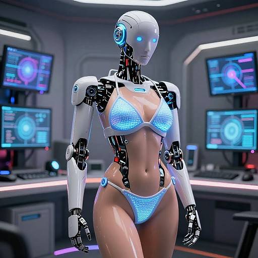 Futuristic Robot Removing Bikini