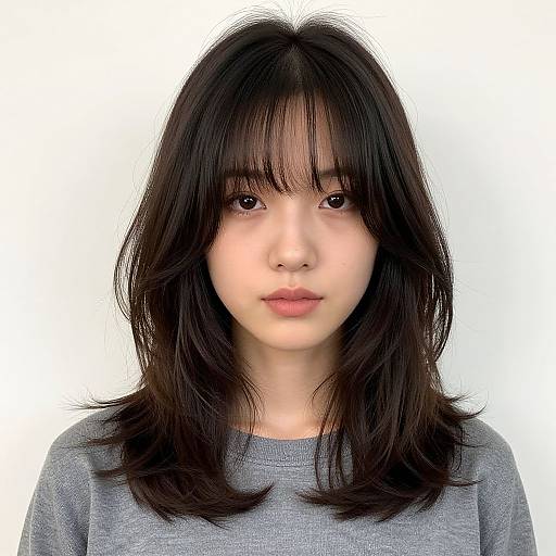 Elegant Double-Parted Bangs with Waves