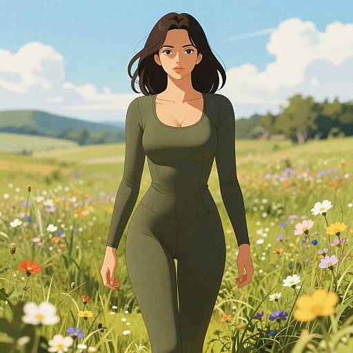 Voluptuous Woman in Olive Green Jumpsuit