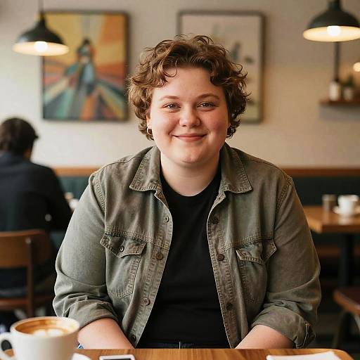 Warm Smile in Cozy Urban Café