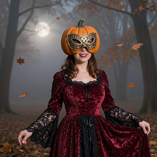 Vintage Pumpkin Mask Halloween Costume