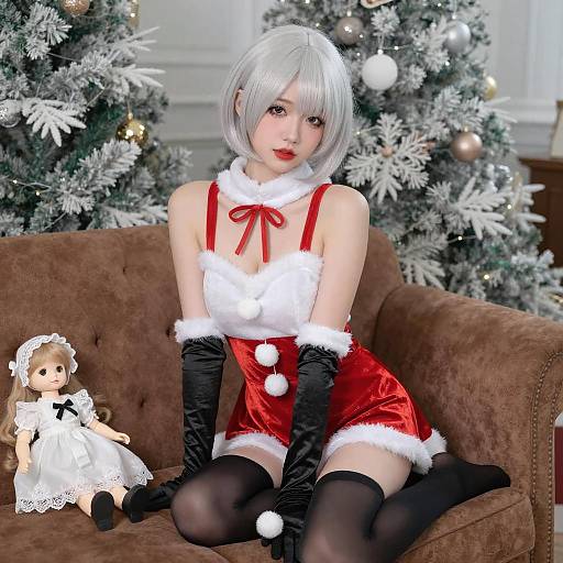 Silver-Haired Santa Woman Portrait