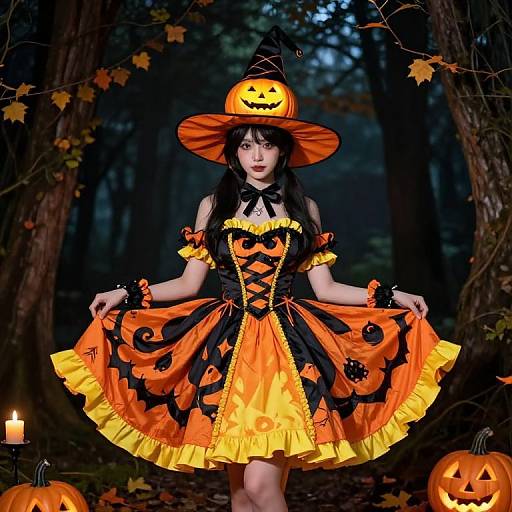 Vibrant Halloween Witch Character