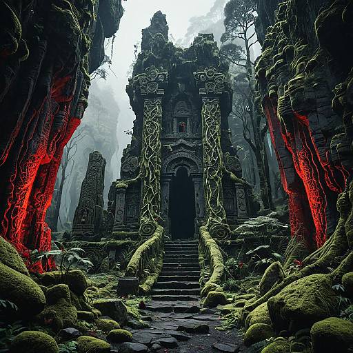 Crimson Volcanic Canyon Fantasy Render