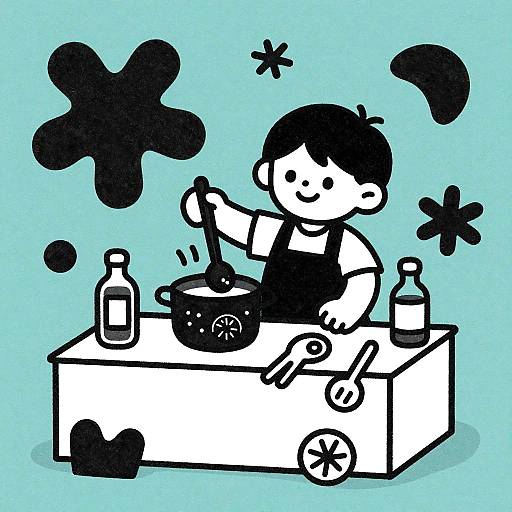 Charcoal Style Child Cooking Lemonade