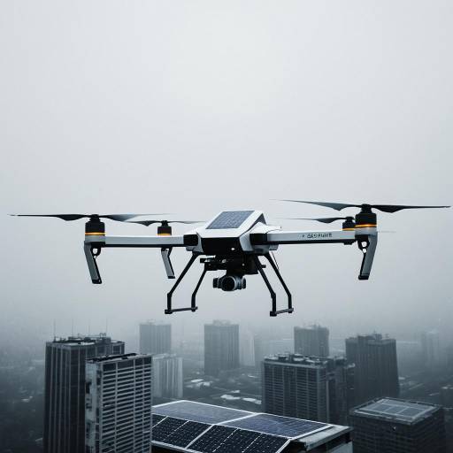 Solar-Powered Drone Flying Over City Skyline